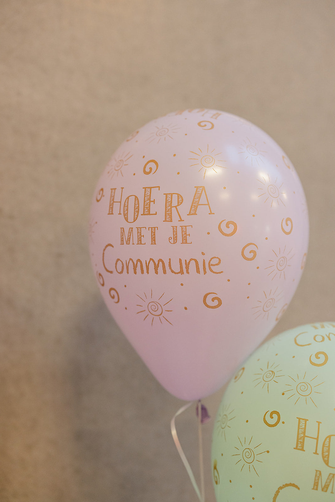 Latex ballon 5 stuks "Hoera Met Je Communie" - lila