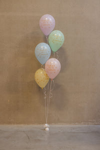 Latex ballon 5 stuks "Hoera Met Je Communie" - pastelblauw