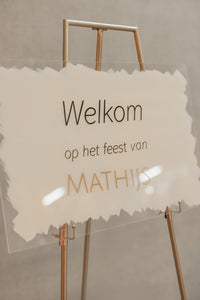 Welkomstbord acryl - kleur naar keuze