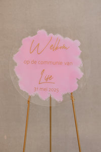 Welkomstbord acryl rond - kleur naar keuze