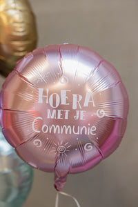 Folieballon "Hoera Met Je Communie" - roze