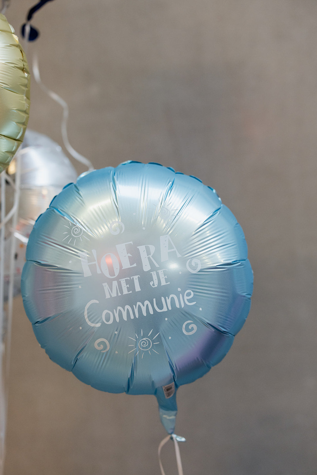 Folieballon "Hoera Met Je Communie" - pastelblauw