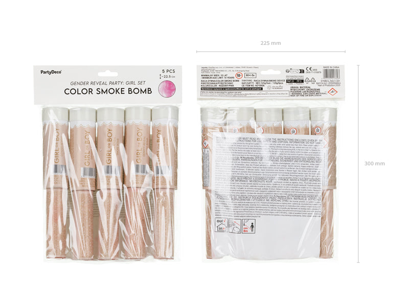Gender reveal rookbommen - roze (5st)