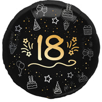 Folieballon "18" - goud-zwart