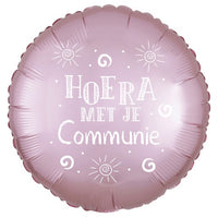 Folieballon "Hoera Met Je Communie" - roze