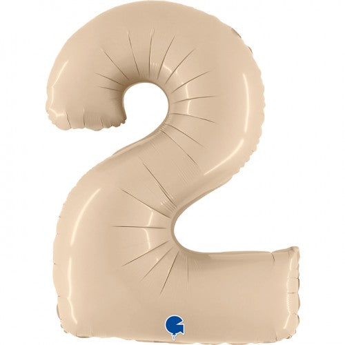 Cijferballon "2" - nude-mat